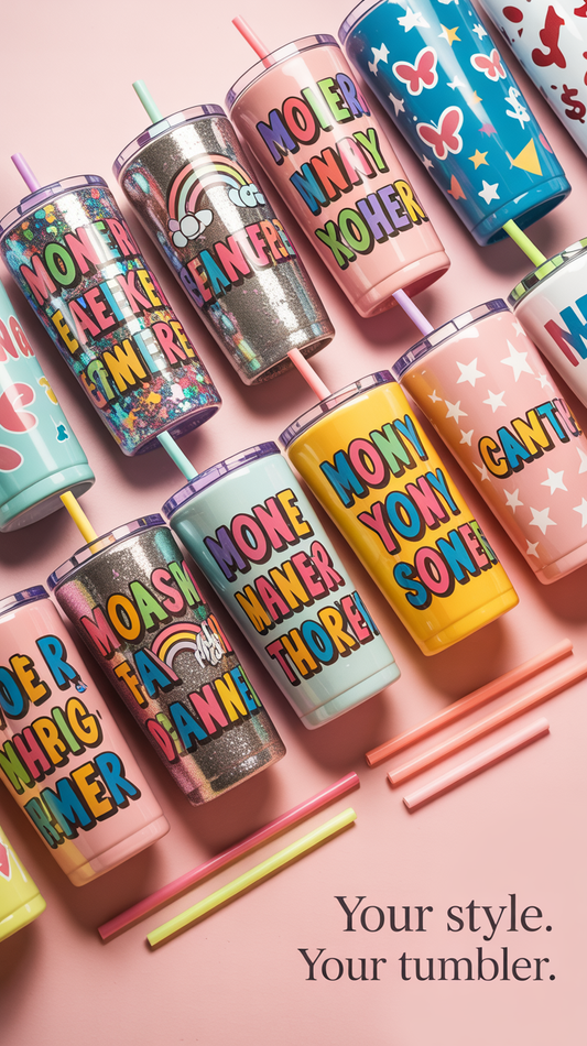 Personalised Stainless Steel Tumblers with Straw